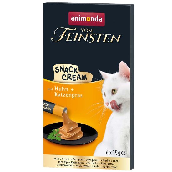Animonda Vom Feinsten Snack Cream - Лакомство за котки с пилешко и котешка трева, 6х15гр.